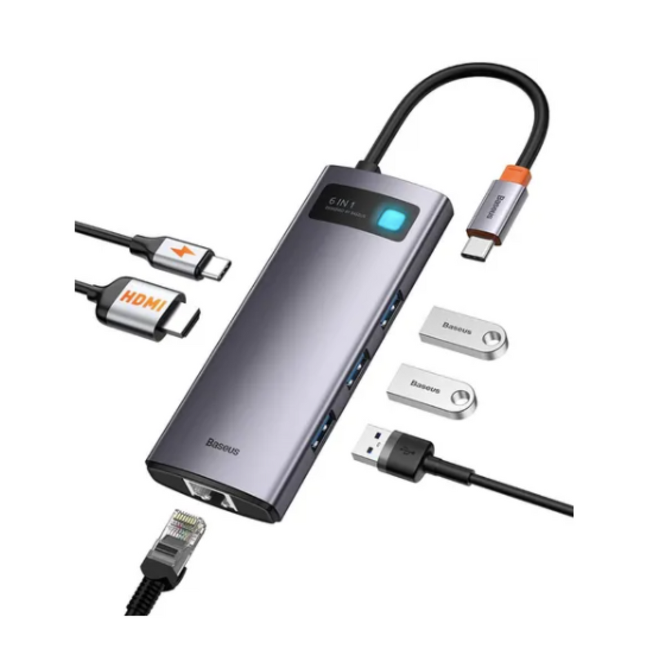 Adaptador Metal Gleam 6 Multifuncional Type-C HUB